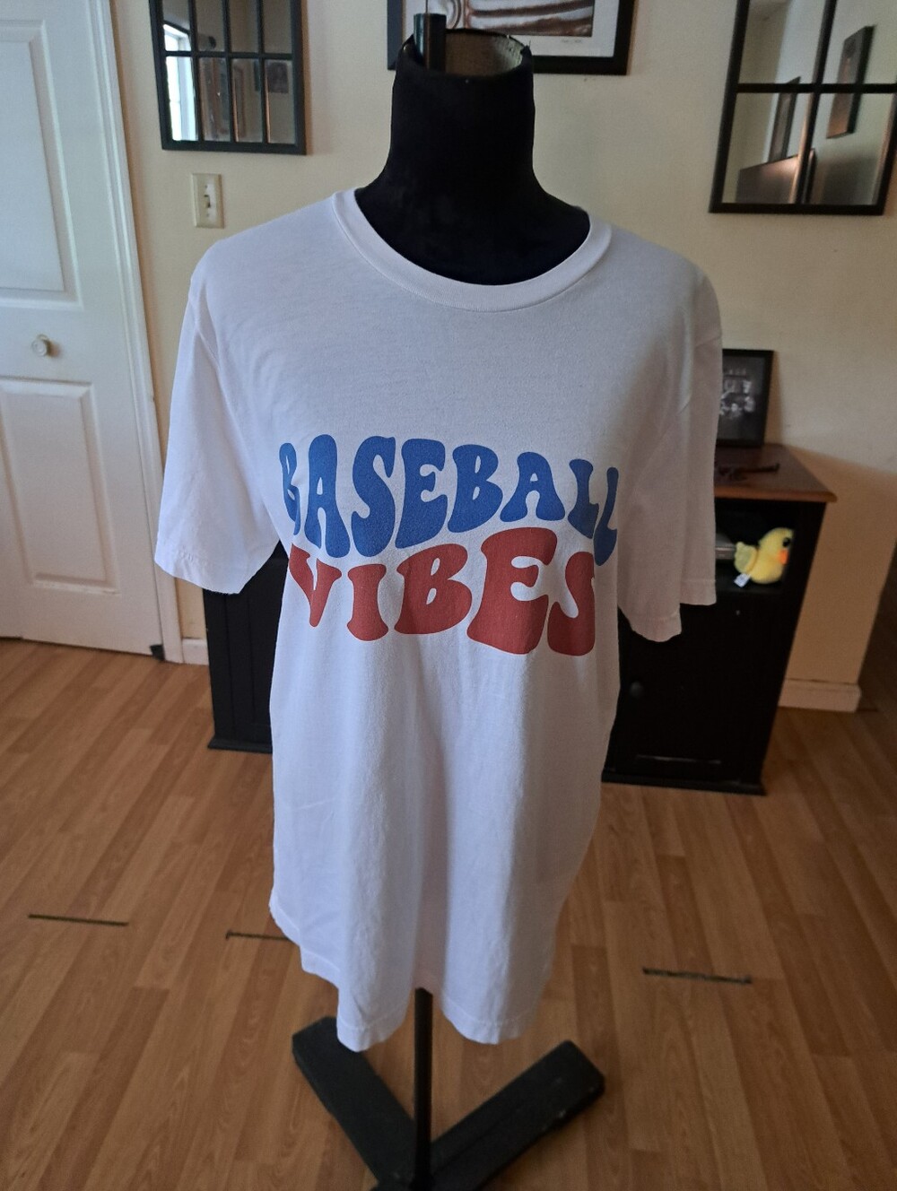 Large Bella+Canvas Baseball Vibes Short Sleeve Pullover Shirt Tshirt